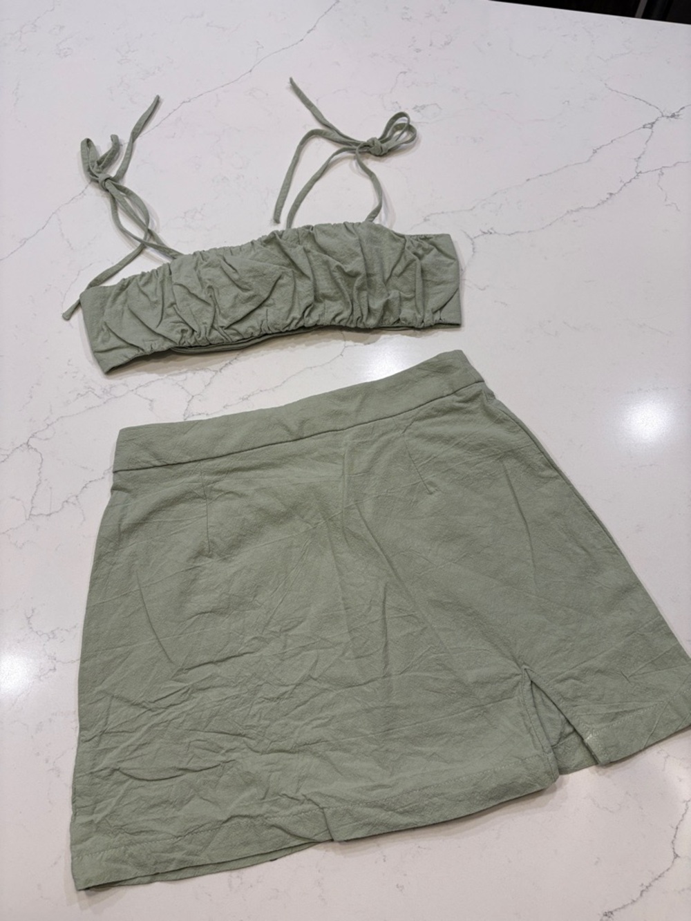 Sage Green Two-Piece Skirt Set